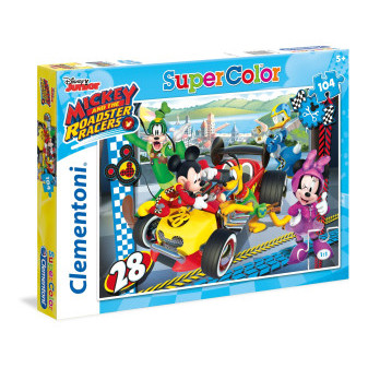 Clementoni puzzle Supercolor 104 dílků Mickey a závodní dílna