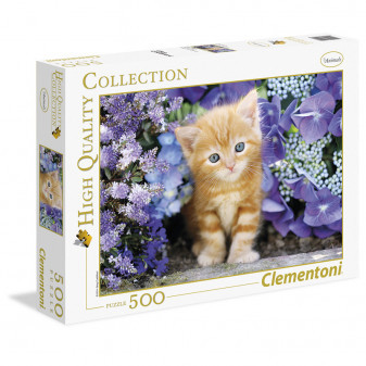 Clementoni 30415 puzzle 500 dílků Kotě v květinách