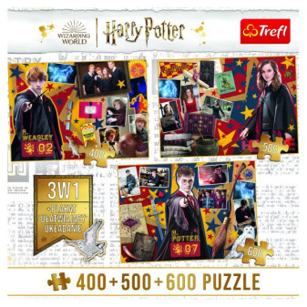 Trefl Puzzle Harry Potter - Harry Potter, Ron, Hermiona 3v1 400 + 500 + 600 dílků