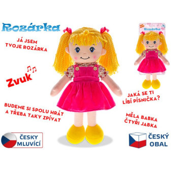 Panenka Rozárka hadrová blondýnka měkké tělo 35cm na baterie česky mluvící