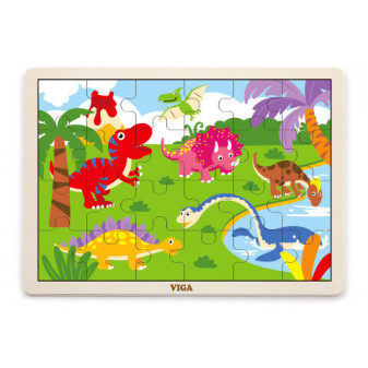 Viga Dřevěné puzzle 24 dílků - dinosauři