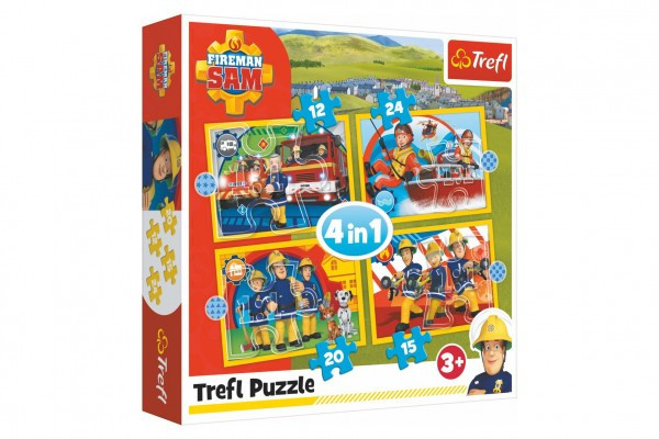 Trefl Puzzle 4v1 Ochotný Požárník Sam 28,5x20,5cm v krabici 28x28x6cm