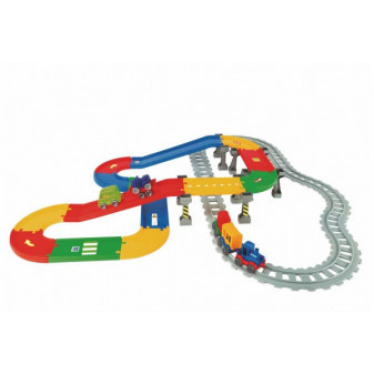 Wader Play Tracks - vlak s kolejemi plast 5ks autíček,délka dráhy 6,3m s doplňky