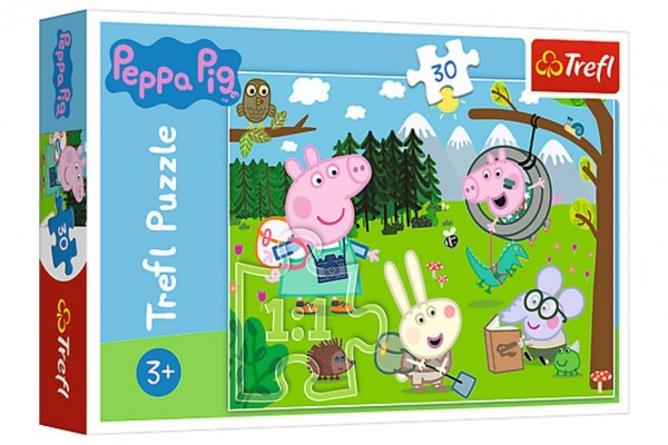 Trefl Puzzle Prasátko Peppa/Peppa Pig Výlet do lesa 27x20cm 30 dílků v krabičce 21x14x4cm
