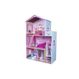 Dřevěný domeček pro panenky 107 cm s posuvným výtahem a nábytkem