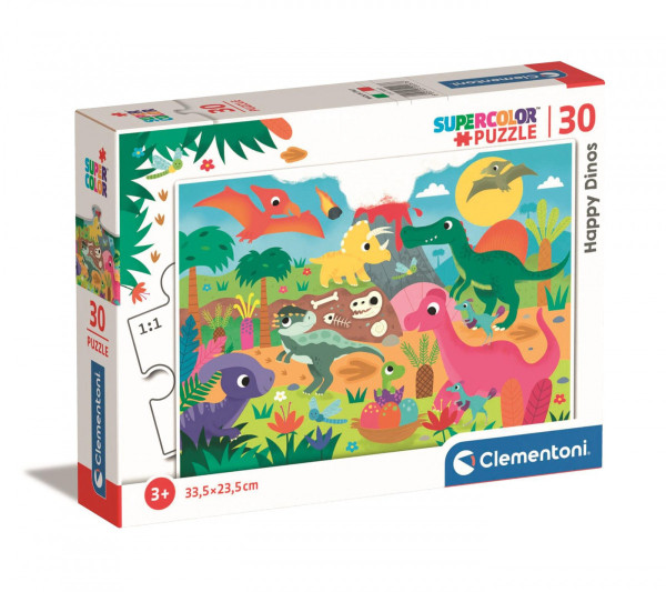 Clementoni 20267 puzzle 30 dílků supercolor šťastní dinosauři