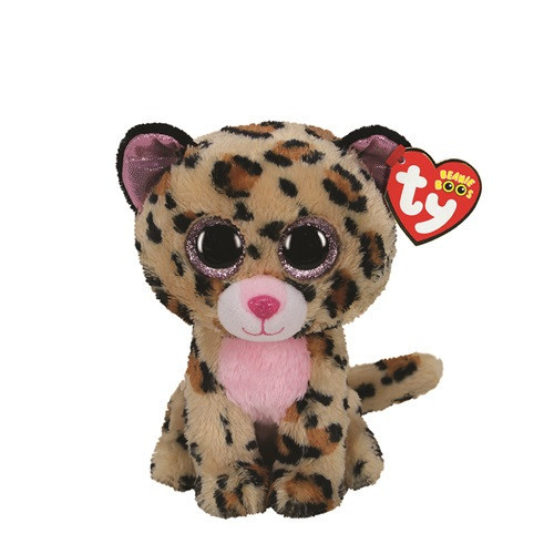TY Beanie Boos LIVVIE - hnědo-růžový leopard 15 cm