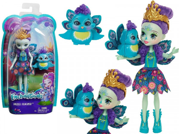 Mattel panenka Enchantimals se zvířátkem pávem Patter Peacock DVH87