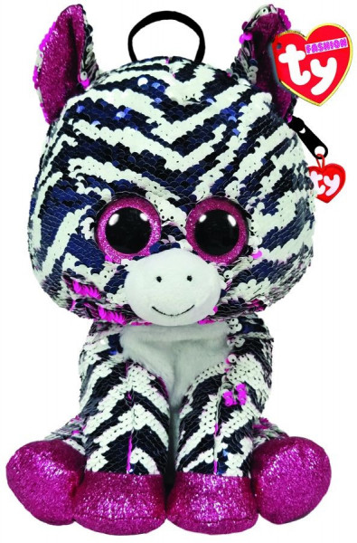 TY Fashion batůžek s flitry Zoey - zebra 25 cm
