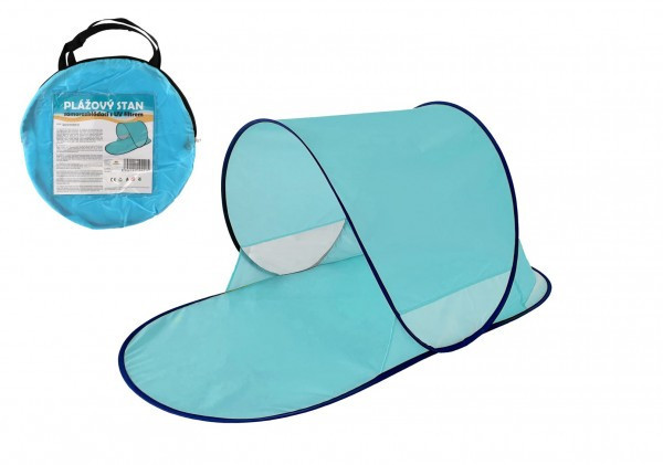 Stan plážový s UV filtrem 140x70x62cm samorozkládací polyester/kov ovál modrý v látkové tašce