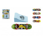 Skateboard prstový s rampou plast 10cm mix barev na kartě