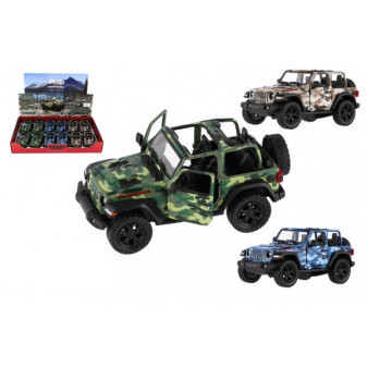 Auto Kinsmart Jeep Wrangler Camo Edition kov/plast 13cm 3 barvy na zpětné natažení