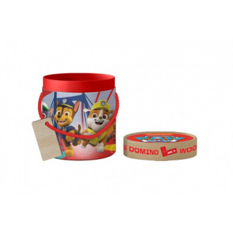 Domino dřevěné Paw patrol/Tlapková patrola 28ks v papírovém tubusu 11x13cm