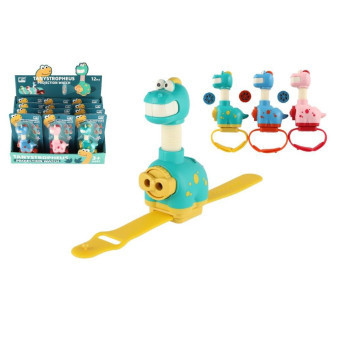 Projektor dinosaurus na ruku plast 11cm na baterie 3 barvy na kartě