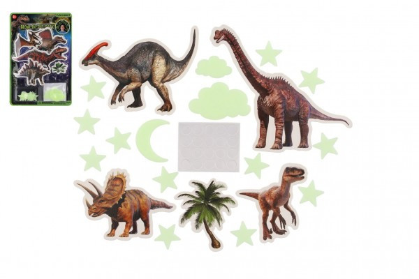 Dinosauři na zeď strop svítící ve tmě papír plast 2 druhy na kartě
