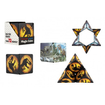 Hlavolam kostka magnetická dinosaurus plast 2 druhy v krabičce 6x6x6cm
