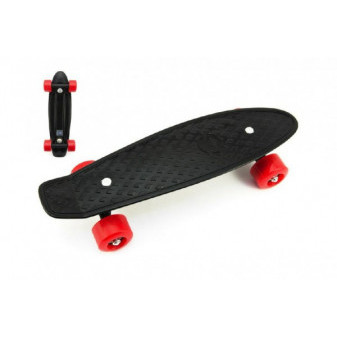Skateboard - pennyboard 43cm, nosnost 60kg plastové osy, černá, červená kola