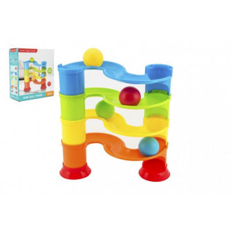 Kuličková dráha plast 4 patra s kuličkami v krabici 25x28x11cm 12m+