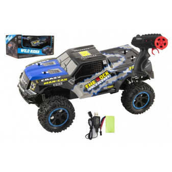 Auto RC na dálkové ovládání terénní modré 39cm plast 2,4GHz na baterie + dobíjecí pack