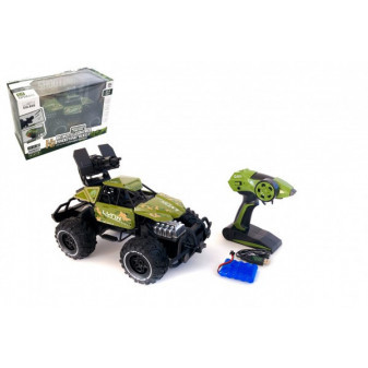 Auto RC buggy vojenské 35cm plast 2,4GHz na dálkové ovládání + dobíjecí pack v krabici