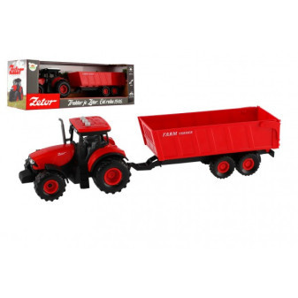 Traktor Zetor s valníkem plast 36cm na setrvačník na bat. se světlem se zvukem v krabici 39x13x1