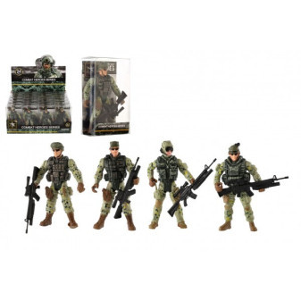 Voják se zbraní plast 10cm mix druhů v plastové krabičce 6x11x3cm