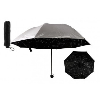 Deštník hvězdná obloha skládací 25cm látka/kov pro dospělé stříbrný v sáčku