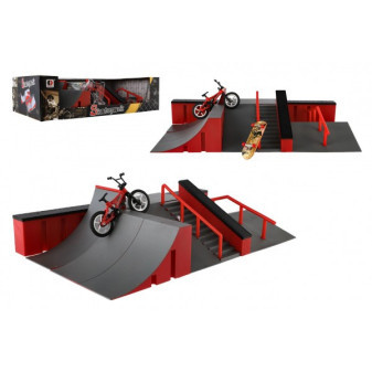 Skatepark - rampy,kolo prstové,skateboard prstový plast v krabici 44x12x25cm