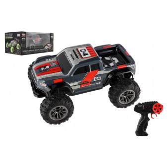 Auto RC pick up terénní na dálkové ovládání plast 25cm 2,4GHZ na baterie šedo-červený v krabici