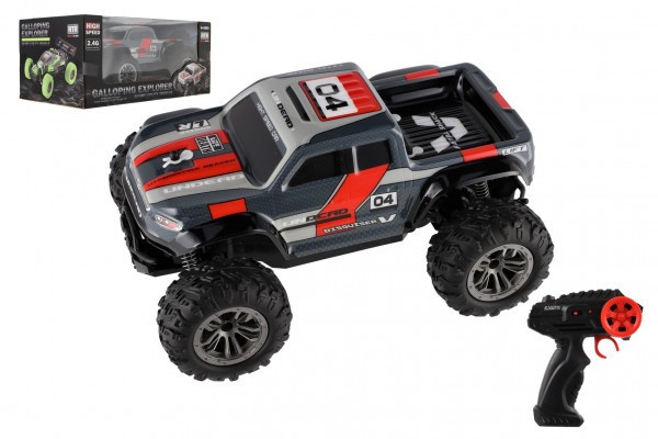 Auto RC pick up terénní na dálkové ovládání plast 25cm 2,4GHZ na baterie šedo-červený v krabici