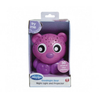 Playgro - Usínací lampička medvídek s projektorem - růžový na baterie