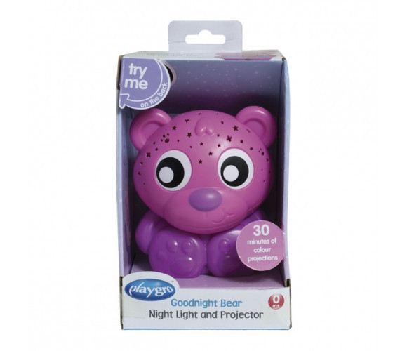 Playgro - Usínací lampička medvídek s projektorem - růžový na baterie