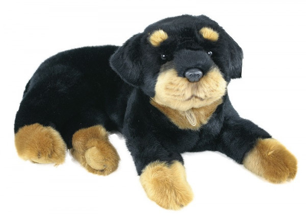 Plyšový pes Rottweiler rotvajler ležící 38 cm