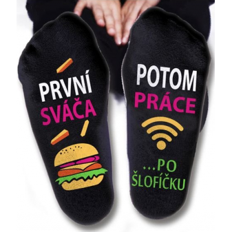 Nekupto Vtipné ponožky pánské První sváča, potom práce vel. 43-46