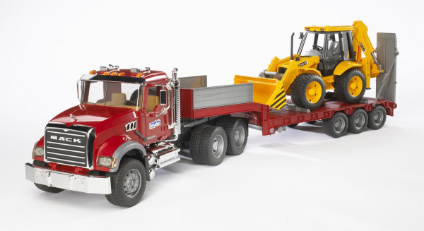 Bruder 2813 nákladní auto Mack Granit návěs a traktor JCB 02813 + 02428