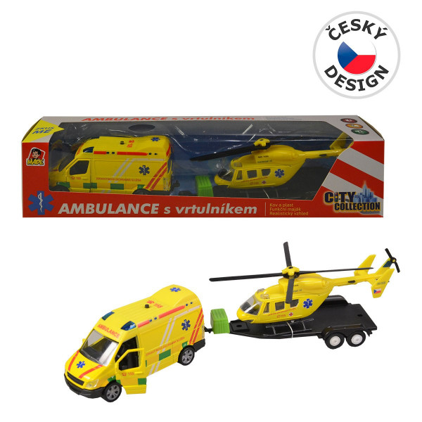 Sada ambulance + vrtulník, se světlem a zvukem
