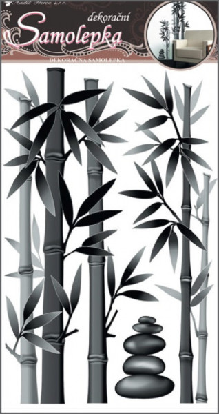 Anděl samolepky na zeď bambus šedý 50x32cm