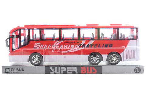 Autobus na setrvačník červený plastový 31 cm