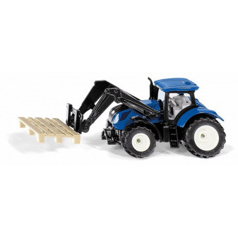 Siku 1544 Traktor New Holland s paletovými vidlemi a paletou