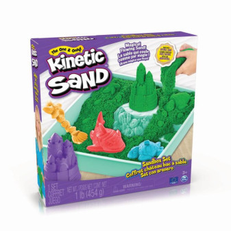 Spin Master Kinetic Sand krabice tekutého písku s podložkou zelená