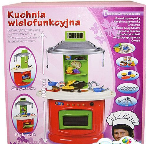 Kuchyňka kuchyň a myčka červená dětská s bohatým příslušenstvím  100 cm
