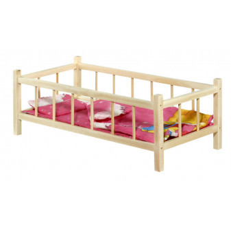Postýlka dřevěná extra velká 60 cm pro panenky s peřinkou