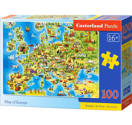 Castorland 111060 Puzzle 100 dílků premium - Mapa Evropy
