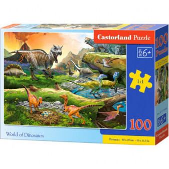 Castorland 111084 Puzzle 100 dílků premium - Dinosauří svět