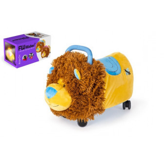 Odrážedlo FUNNY WHEELS Rider Ride-On lvíček 50cm plyšový modrý v krabici 49x30x23cm 12m+