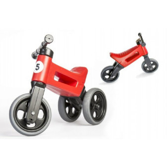 Odrážedlo červené FUNNY WHEELS NEW SPORT 2v1 výška sedadla nastavitelná 28 - 31cm nosnost 50 kg