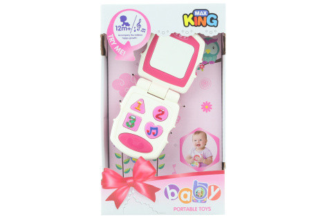 Baby telefon růžový na baterie pro nejmenší