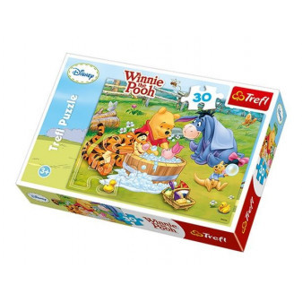 Trefl 118198 Medvídek Pú prasátko se koupe puzzle 30 dílků