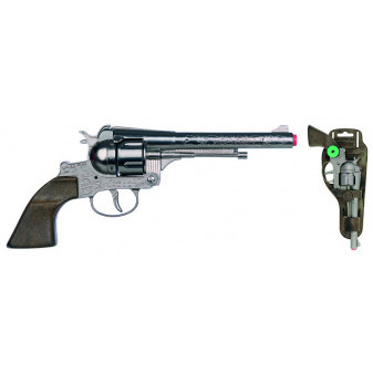 Gonher Revolver kovbojský stříbrný, kovový - 12 ran na kapsle
