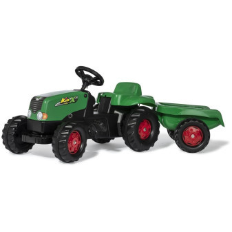 Rolly Toys Šlapací traktor Rolly Kid s vlečkou - zeleno-červený